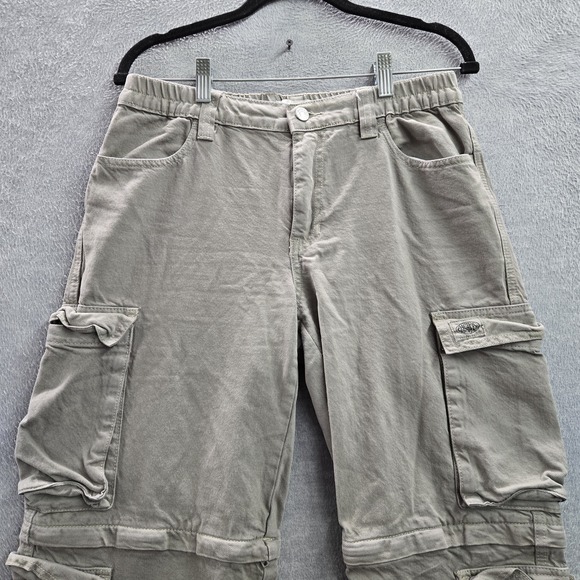 Pacsun Women Pants M Gray Cargo Twill Puddle Zip Off Convertible Baggy Y2K - Picture 6 of 12